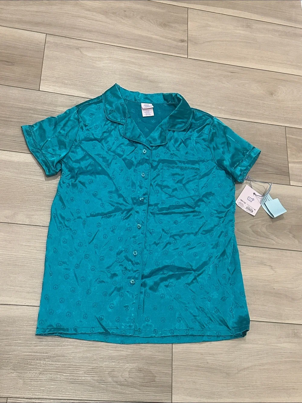 New More Than Magic Teal Short-Sleeve Satin Pajama Set Size XXL 18 Girls NWT